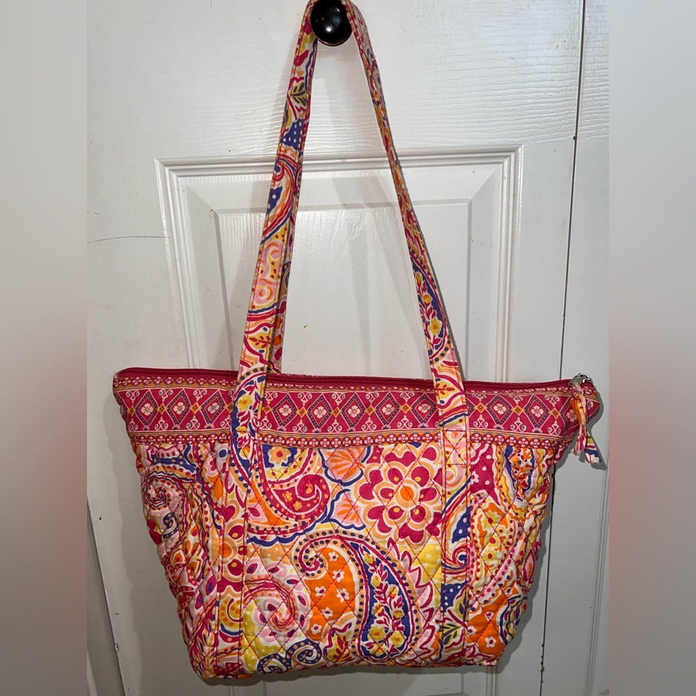 Large Multicolor Paisley Print Quilted Tote AND Matching Pouch!